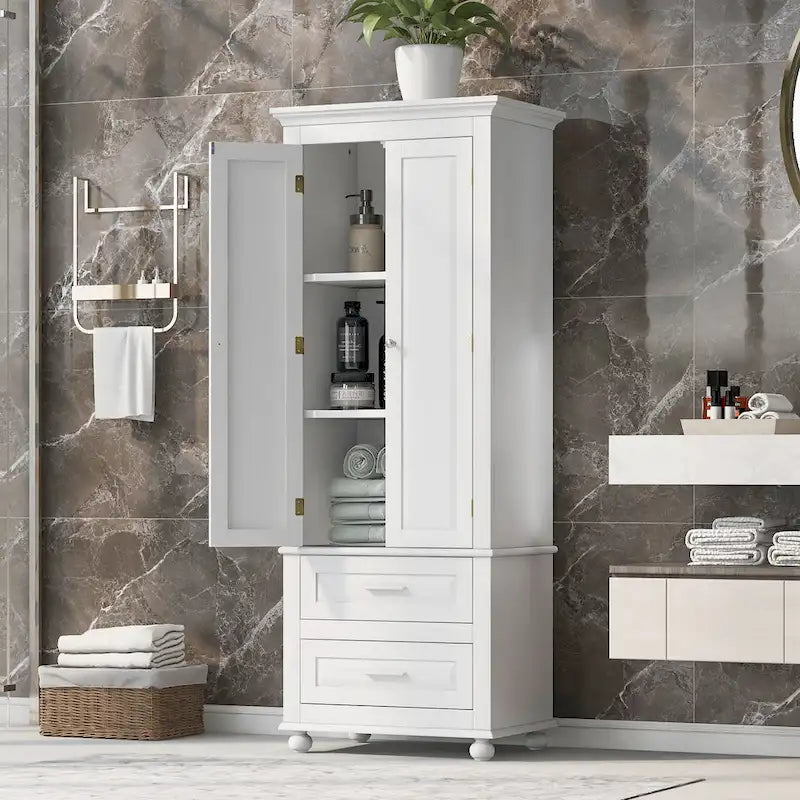 Tall Storage Cabinet with Two Drawers