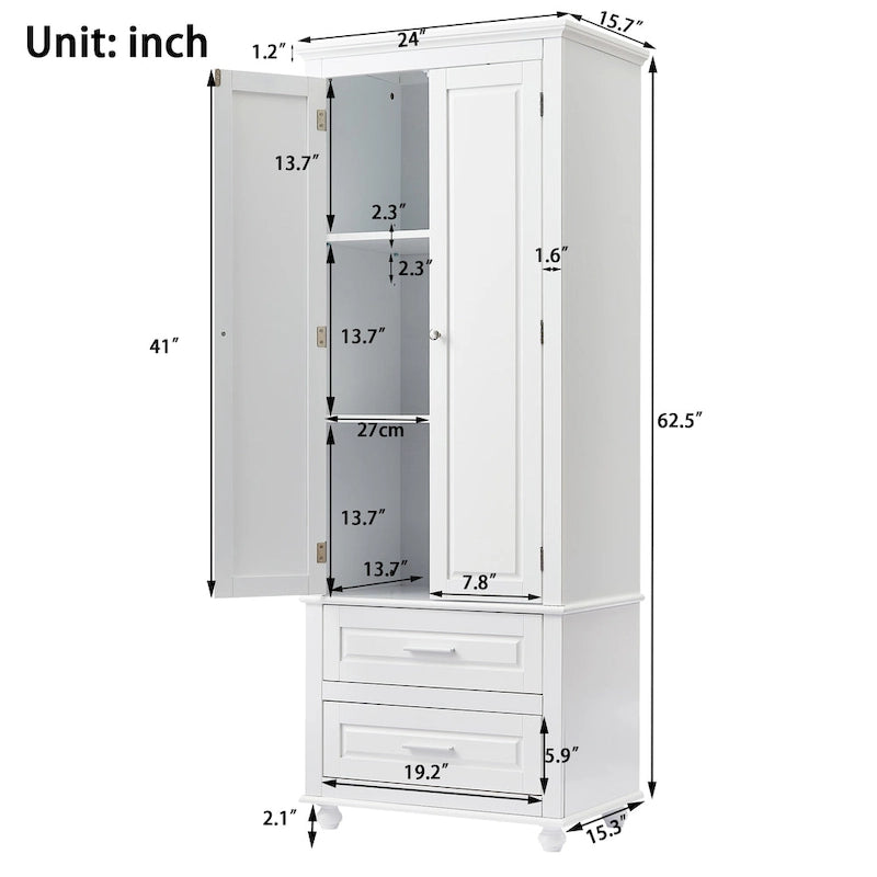 Tall Storage Cabinet with Two Drawers