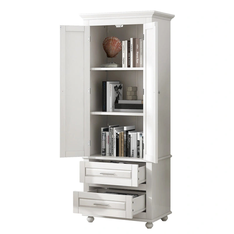 Tall Storage Cabinet with Two Drawers