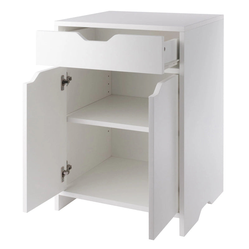 1-Drawer Storage Cabinet with Adjustable Shelf, White