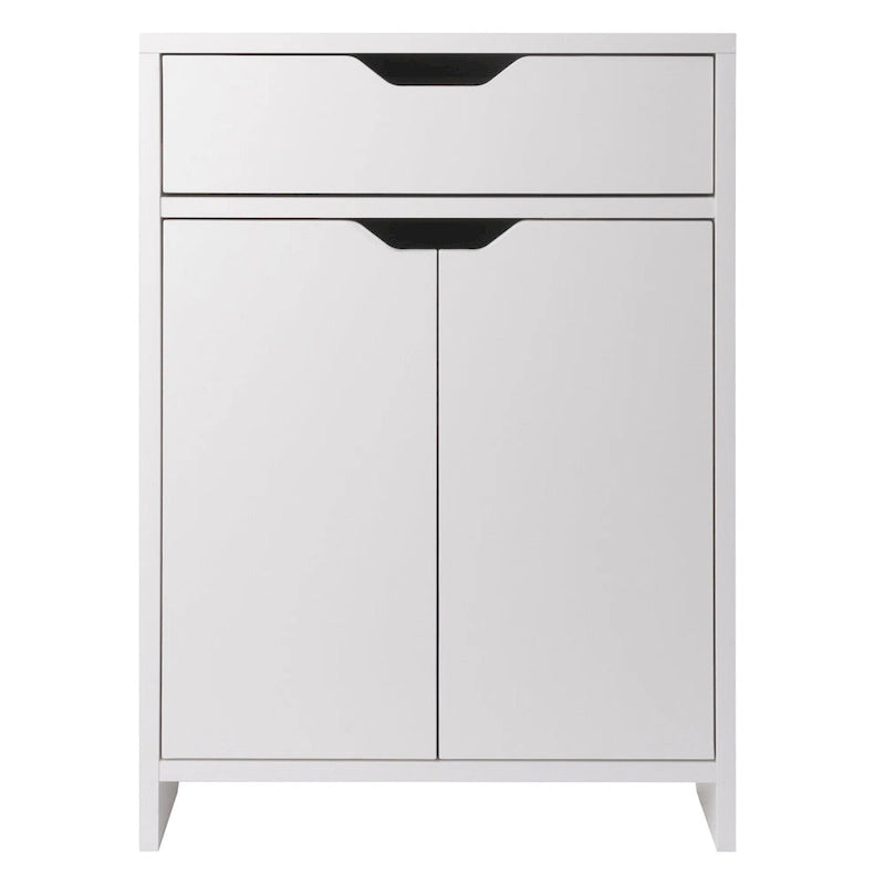1-Drawer Storage Cabinet with Adjustable Shelf, White