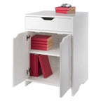 1-Drawer Storage Cabinet with Adjustable Shelf, White
