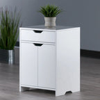 1-Drawer Storage Cabinet with Adjustable Shelf, White