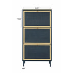 Modern Freestanding Shoe Storage Cabinet with 3 Metal Doors