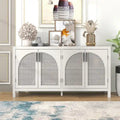4-Door Storage Cabinet with Rattan Door Panels