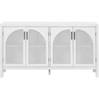 4-Door Storage Cabinet with Rattan Door Panels
