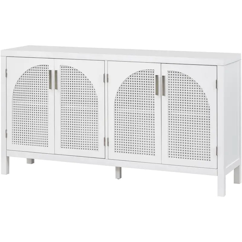 4-Door Storage Cabinet with Rattan Door Panels