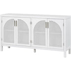 4-Door Storage Cabinet with Rattan Door Panels