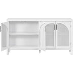 4-Door Storage Cabinet with Rattan Door Panels