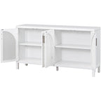 4-Door Storage Cabinet with Rattan Door Panels