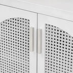 4-Door Storage Cabinet with Rattan Door Panels