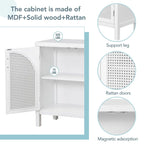4-Door Storage Cabinet with Rattan Door Panels