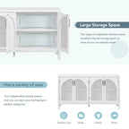 4-Door Storage Cabinet with Rattan Door Panels
