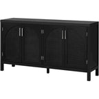 4-Door Storage Cabinet with Rattan Door Panels