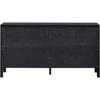 4-Door Storage Cabinet with Rattan Door Panels