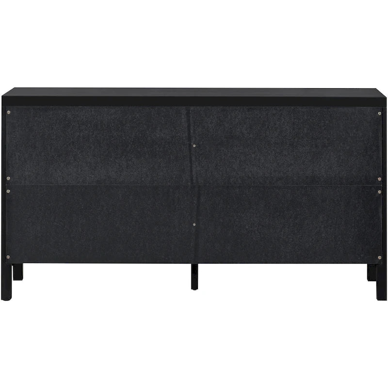 4-Door Storage Cabinet with Rattan Door Panels