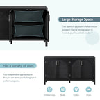 4-Door Storage Cabinet with Rattan Door Panels