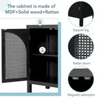 4-Door Storage Cabinet with Rattan Door Panels