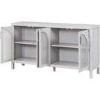 4-Door Storage Cabinet with Rattan Door Panels