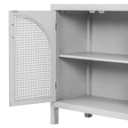 4-Door Storage Cabinet with Rattan Door Panels