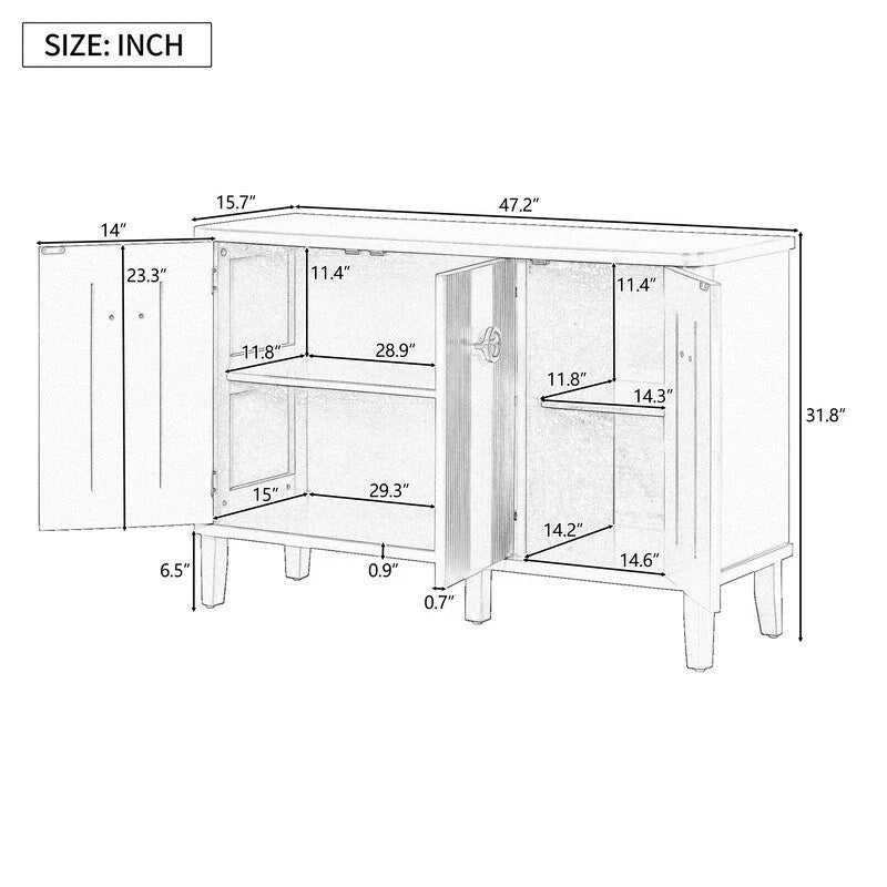 47.2" Wide Cabinet with Three Doors