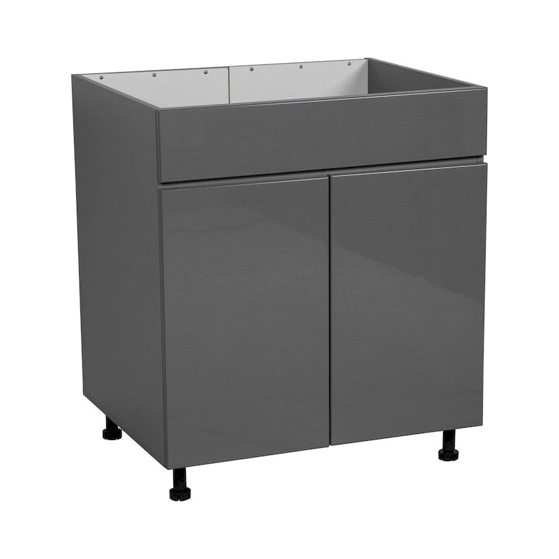 33" Sink Base Cabinet with High Double Door - Grey, 33 x 34.5 x 23.375 in.