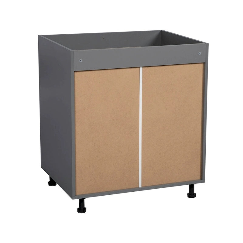 33" Sink Base Cabinet with High Double Door - Grey, 33 x 34.5 x 23.375 in.