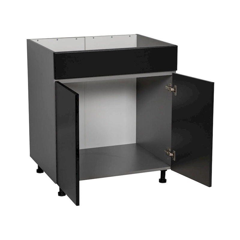 33" Sink Base Cabinet with High Double Door - Grey, 33 x 34.5 x 23.375 in.