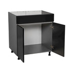 33" Sink Base Cabinet with High Double Door - Grey, 33 x 34.5 x 23.375 in.