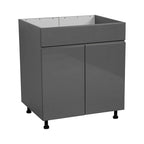 33" Sink Base Cabinet with High Double Door - Grey, 33 x 34.5 x 23.375 in.