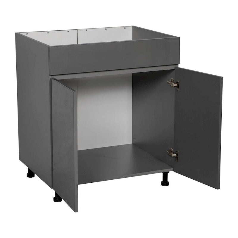 33" Sink Base Cabinet with High Double Door - Grey, 33 x 34.5 x 23.375 in.