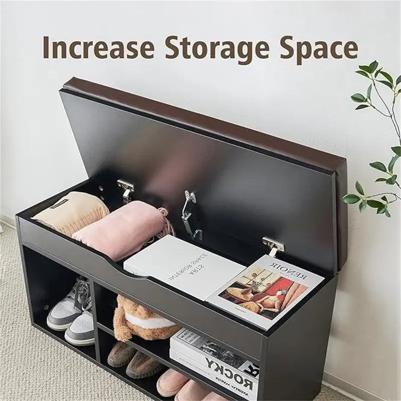 39-Inch 2-Tier Shoe Storage Bench with Flip-Top Lid
