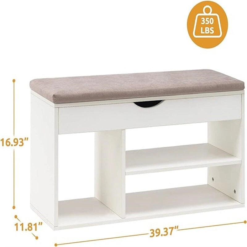 39-Inch 2-Tier Shoe Storage Bench with Flip-Top Lid