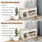39-Inch 2-Tier Shoe Storage Bench with Flip-Top Lid