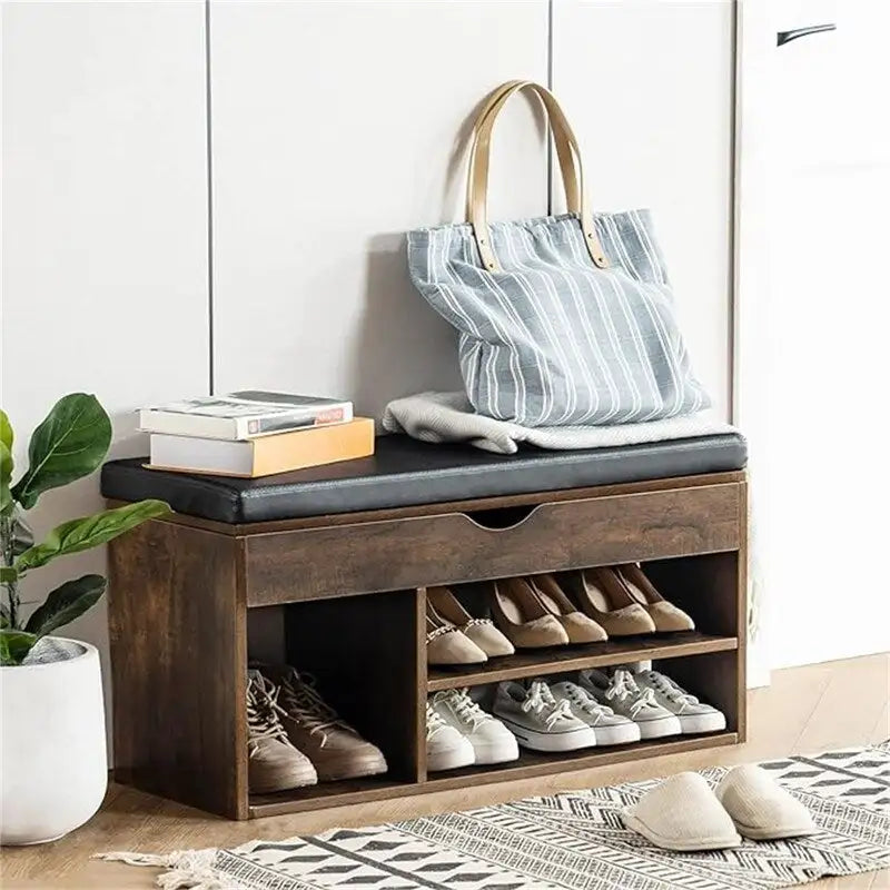39-Inch 2-Tier Shoe Storage Bench with Flip-Top Lid