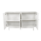 4-Door Storage Cabinet with Pine Legs and Wood Pulls
