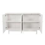 4-Door Storage Cabinet with Pine Legs and Wood Pulls