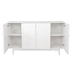 4-Door Storage Cabinet with Pine Legs and Wood Pulls