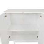 4-Door Storage Cabinet with Pine Legs and Wood Pulls