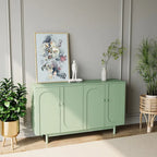 4-Door Storage Cabinet with Pine Legs and Wood Pulls