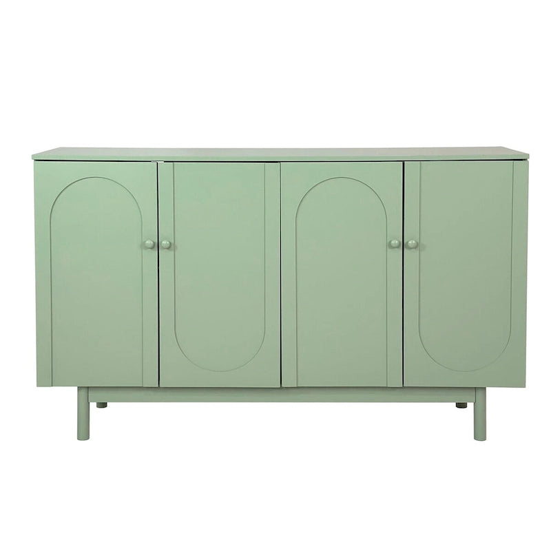 4-Door Storage Cabinet with Pine Legs and Wood Pulls