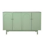 4-Door Storage Cabinet with Pine Legs and Wood Pulls