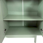 4-Door Storage Cabinet with Pine Legs and Wood Pulls