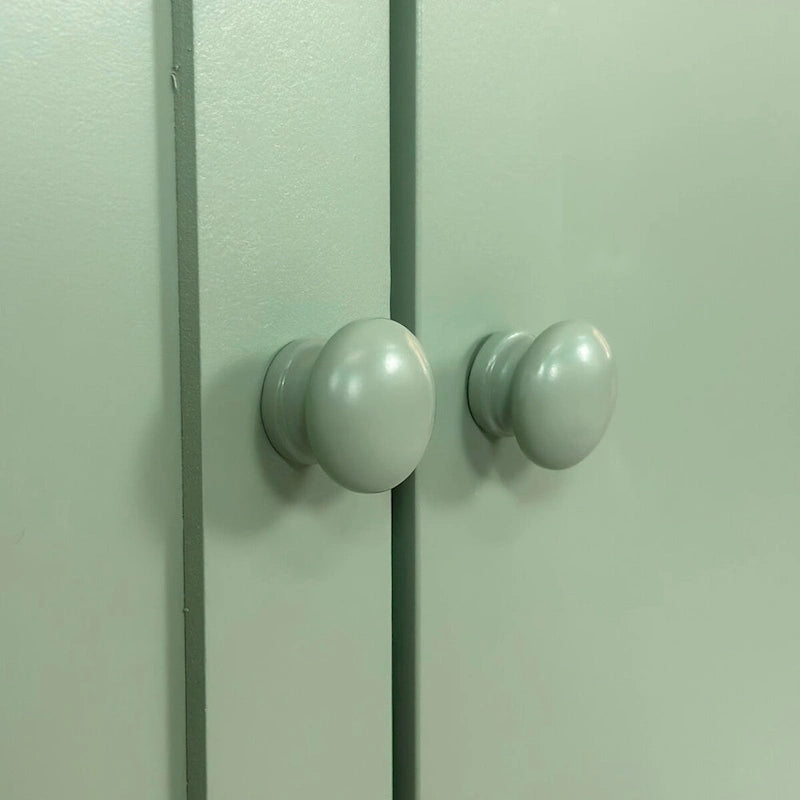 4-Door Storage Cabinet with Pine Legs and Wood Pulls