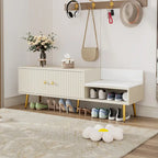 Upholstered Shoe Storage Bench with Hidden Compartment