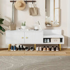 Upholstered Shoe Storage Bench with Hidden Compartment