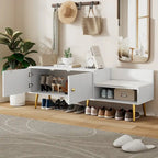 Upholstered Shoe Storage Bench with Hidden Compartment