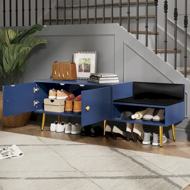 Upholstered Shoe Storage Bench with Hidden Compartment