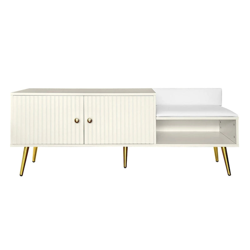 Upholstered Shoe Storage Bench with Hidden Compartment