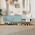 Upholstered Shoe Storage Bench with Hidden Compartment
